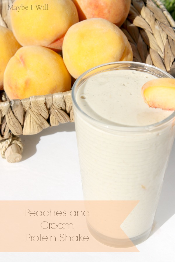 Peaches and Cream Protein Shake!! Super creamy and delicious... the perfect peach to cream ratio! #peachesandcream #proteinshakes #healthy