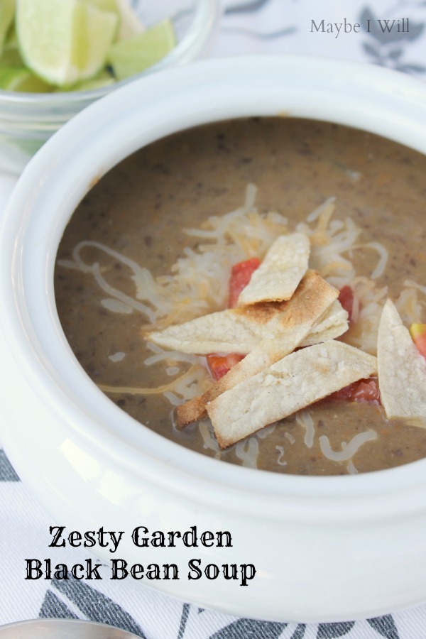 Zesty Garden Black Bean Soup...Perfect for those chilly fall nights! #gardensoup #vegetarian #blackbeans #healthy