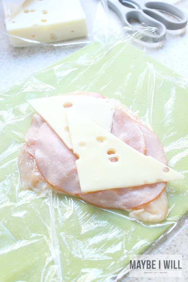 Place Ham & Cheese on Chicken