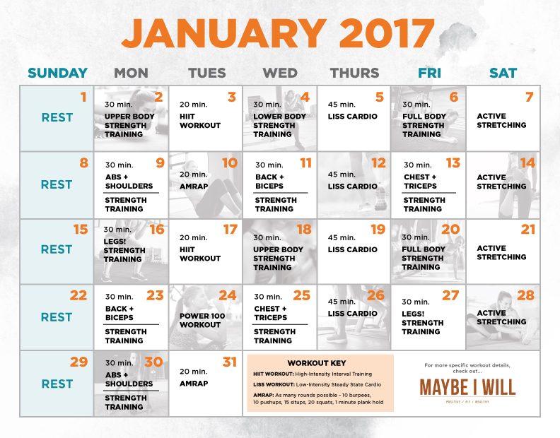 January Workout Calendar