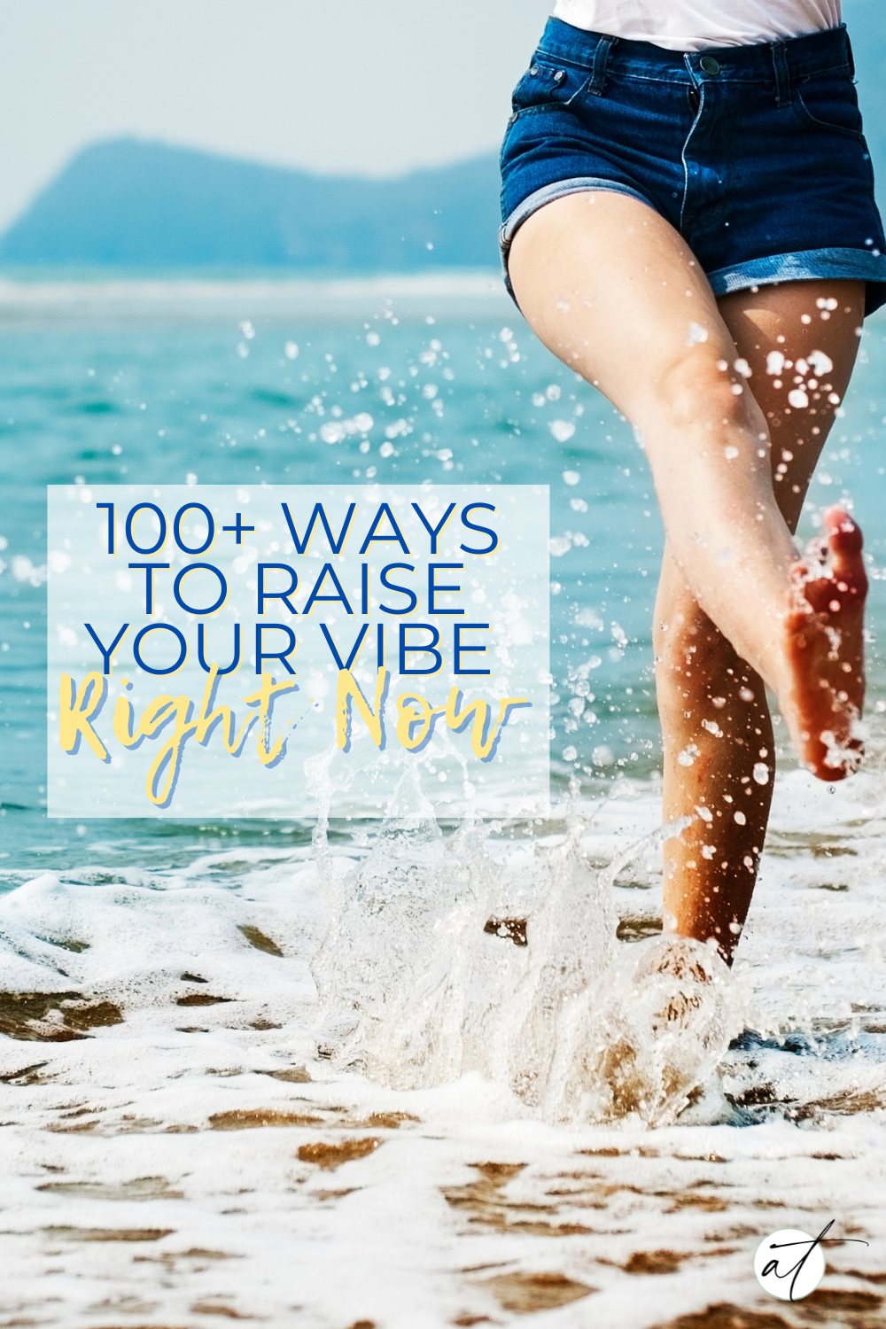 Women happy and playing in the ocean and easy and quick way to raise your vibe!