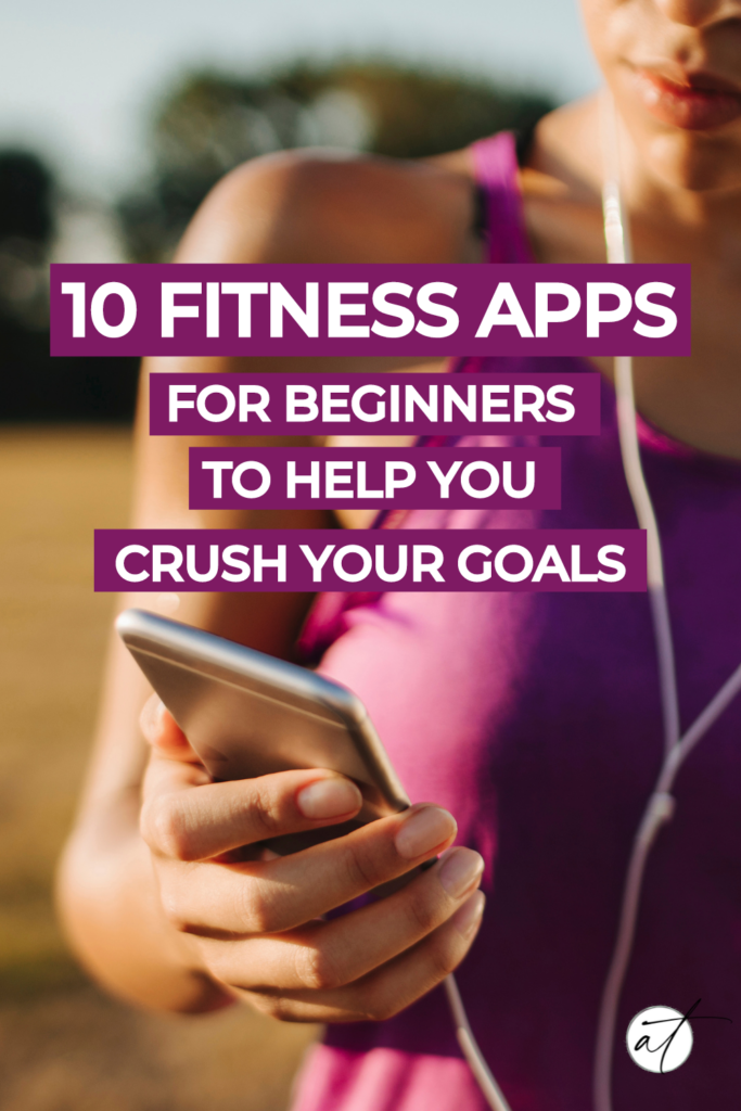 Photo of woman looking at phone while working out. She is reviewing the 10 best apps for beginners 