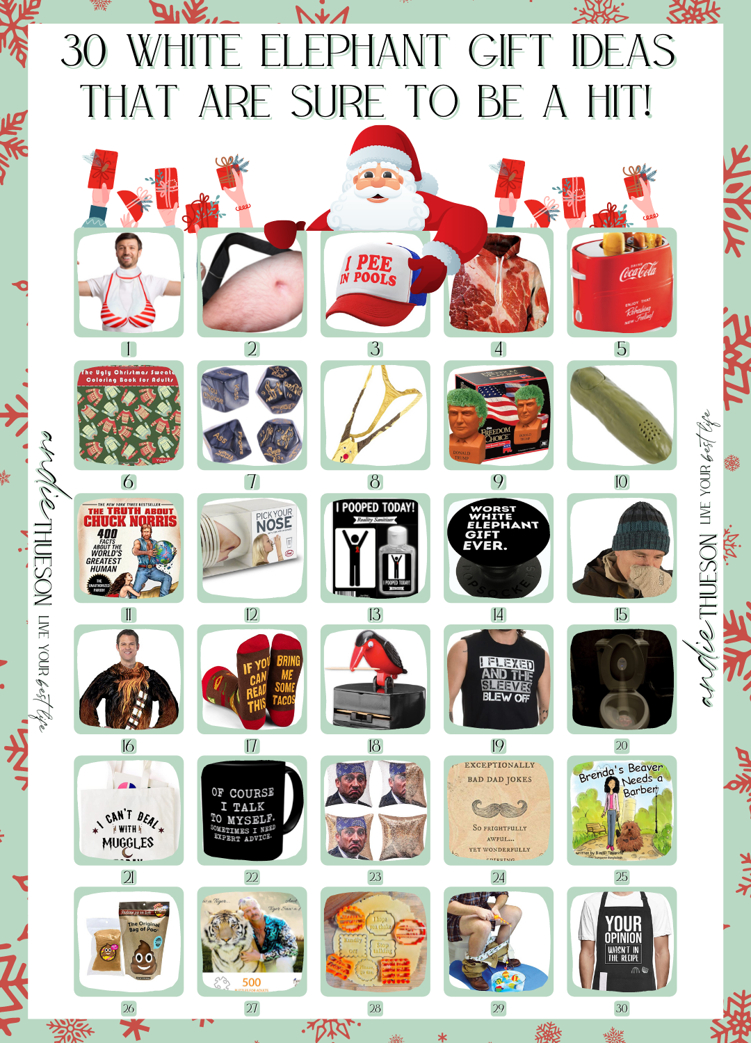 Round Up of 30 Hilarious and Unique White Elephant Gift Ideas. Perfect for your your next adult Christmas Party. 